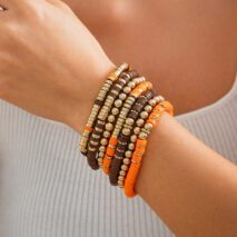 Thanksgiving Theme Layered Polymer Clay Beaded Stackable Bracelet Set - ArtGalleryZen