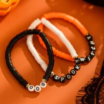 Three Tone Halloween Theme Letter Charm Stackable Bracelet Set - ArtGalleryZen