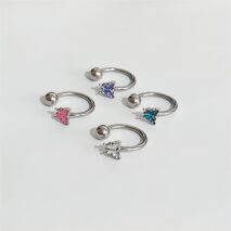 Titanium Steel Colorful Enamel Butterfly Piercing Lip Ring - ArtGalleryZen