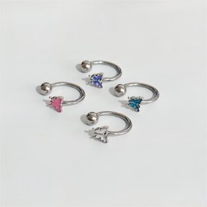 Titanium Steel Colorful Enamel Butterfly Piercing Lip Ring - ArtGalleryZen