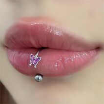 Titanium Steel Colorful Enamel Butterfly Piercing Lip Ring - ArtGalleryZen