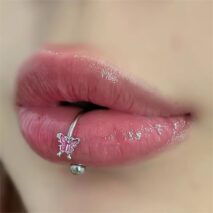 Titanium Steel Colorful Enamel Butterfly Piercing Lip Ring - ArtGalleryZen