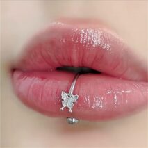 Titanium Steel Colorful Enamel Butterfly Piercing Lip Ring - ArtGalleryZen