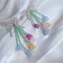 Transformable Tulip To Butterfly Beaded Earrings - ArtGalleryZen
