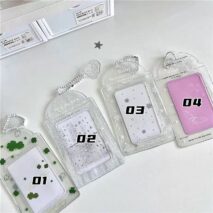 Transparent Lucky Clover Winter Snow Kpop Keychain Photocard Holder - ArtGalleryZen