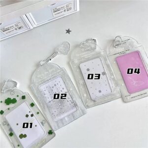 Transparent Lucky Clover Winter Snow Kpop Keychain Photocard Holder - ArtGalleryZen
