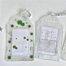 Transparent Lucky Clover Winter Snow Kpop Keychain Photocard Holder - ArtGalleryZen