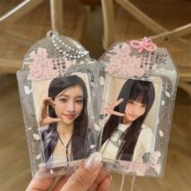 Transparent Sakura Cherry Blossom Photocard Holder Keychain Kpop - ArtGalleryZen