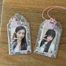 Transparent Sakura Cherry Blossom Photocard Holder Keychain Kpop - ArtGalleryZen
