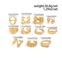 Trendy 11pcs Gold Silver Tone Hollow Waterdrop Twisted Ring Set - ArtGalleryZen