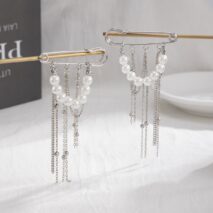 Trendy 2pcs Pearl Tassel Trouser Pin Set - ArtGalleryZen