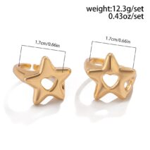 Trendy 2Pcs Star Hollow Heart Open Ring Set - ArtGalleryZen