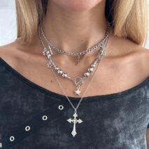 Trendy 3pcs Toggle Clasp Cross Star Pendant Necklace Set - ArtGalleryZen