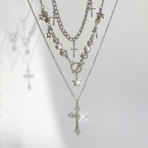 Trendy 3pcs Toggle Clasp Cross Star Pendant Necklace Set - ArtGalleryZen
