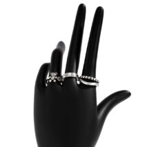 Trendy 3 Pieces Silver Plated Teddy Ring Set - ArtGalleryZen