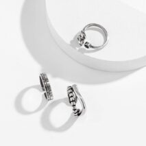 Trendy 3 Pieces Silver Plated Teddy Ring Set - ArtGalleryZen