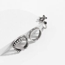 Trendy 3 Pieces Silver Plated Teddy Ring Set - ArtGalleryZen