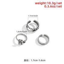 Trendy 3 Pieces Silver Plated Teddy Ring Set - ArtGalleryZen