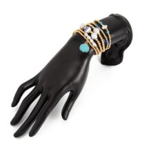 Trendy 6pcs Enamel Shell Charm Pearl Crystal Ceramic Beaded Bracelet Set - ArtGalleryZen