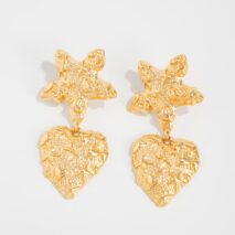 Trendy Chunky Pattern Heart Dangle Star Earrings - ArtGalleryZen