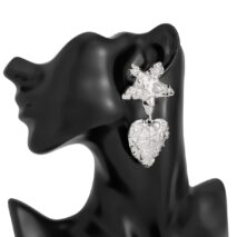 Trendy Chunky Pattern Heart Dangle Star Earrings - ArtGalleryZen