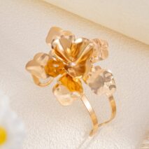 Trendy Chunky Textured Flower Arm Cuff - ArtGalleryZen