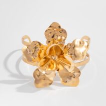 Trendy Chunky Textured Flower Arm Cuff - ArtGalleryZen