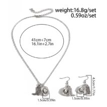 Trendy Cowboy Hat Boot Pendnat Necklace Earrings Set - ArtGalleryZen