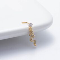Trendy CZ Inlaid Snake Heart Butterfly Dangle Stainless Steel Nose Piercing Nose Stud - ArtGalleryZen