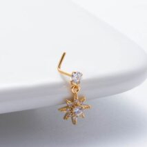 Trendy CZ Inlaid Snake Heart Butterfly Dangle Stainless Steel Nose Piercing Nose Stud - ArtGalleryZen