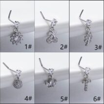 Trendy CZ Inlaid Stainless Steel Cherry Cross Sun Nose Piercing Nose Stud - ArtGalleryZen