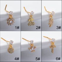 Trendy CZ Inlaid Stainless Steel Cherry Cross Sun Nose Piercing Nose Stud - ArtGalleryZen