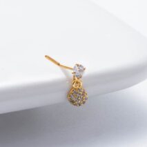 Trendy CZ Inlaid Stainless Steel Cherry Cross Sun Nose Piercing Nose Stud - ArtGalleryZen