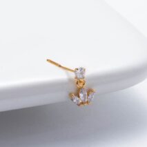 Trendy CZ Inlaid Stainless Steel Cherry Cross Sun Nose Piercing Nose Stud - ArtGalleryZen