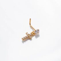 Trendy CZ Inlaid Stainless Steel Cherry Cross Sun Nose Piercing Nose Stud - ArtGalleryZen