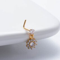 Trendy CZ Inlaid Stainless Steel Cherry Cross Sun Nose Piercing Nose Stud - ArtGalleryZen