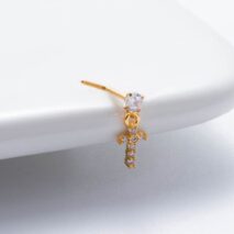 Trendy CZ Inlaid Stainless Steel Cherry Cross Sun Nose Piercing Nose Stud - ArtGalleryZen