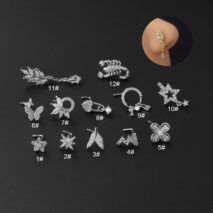 Trendy CZ Inlaid Surgical Steel Nose Piercing Nose Stud - ArtGalleryZen
