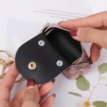 Trendy Flower Plaid Tassel Leather Coin Purse Mini Keychain Bag - ArtGalleryZen
