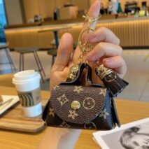 Trendy Flower Plaid Tassel Leather Coin Purse Mini Keychain Bag - ArtGalleryZen
