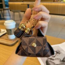 Trendy Flower Plaid Tassel Leather Coin Purse Mini Keychain Bag - ArtGalleryZen