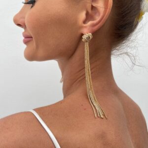 Trendy Gold Silver Plated Chain Tassel Stud Earrings - ArtGalleryZen