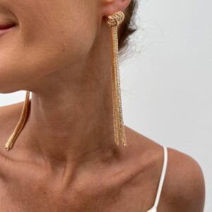 Trendy Gold Silver Plated Chain Tassel Stud Earrings - ArtGalleryZen