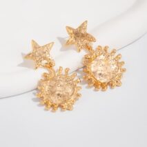 Trendy Gold Silver Plated Sun Dangle Star Earrings - ArtGalleryZen