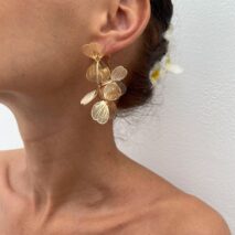 Trendy Gold Silver Tone Ginkgo Leaf Charm Hoop Earrings - ArtGalleryZen