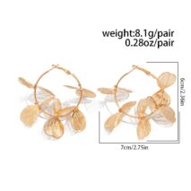 Trendy Gold Silver Tone Ginkgo Leaf Charm Hoop Earrings - ArtGalleryZen