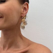 Trendy Gold Silver Tone Ginkgo Leaf Charm Hoop Earrings - ArtGalleryZen