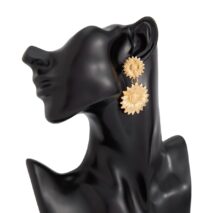 Trendy Gold Silver Tone Sunflower Dangle Earrings - ArtGalleryZen