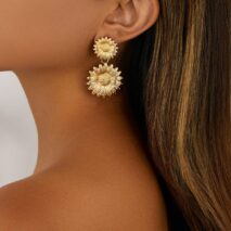 Trendy Gold Silver Tone Sunflower Dangle Earrings - ArtGalleryZen