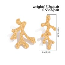 Trendy Gold Silver Tone Textured Coral Earrings - ArtGalleryZen